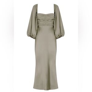 Shona Joy - Luxe Ruched bodice long sleeve midi dress - eucalyptus